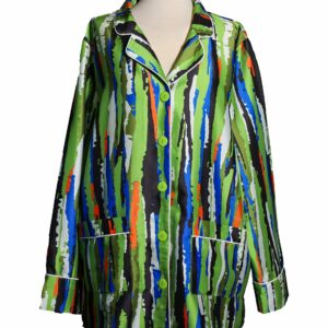 Pijama de poliéster con estampado africano de diseño exclusivo limitado, tejido a mano y con fines solidarios.