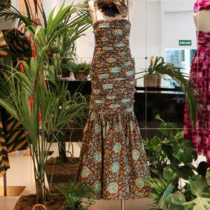 Vestido TOT HOM Bigue con estampado africano exclusivo. Edición limitada. Moda étnica artesanal con valores.