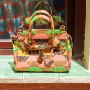 Bolso estampado Rosalie XXS verde, ocre y rosa